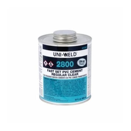 United Elchem UNIWELD 2836S REGULAR FAST SET LOW VOC PVC SOLVENT CEMENT, 32 OZ, TRANSLUCENT LIQUID, CLEAR 2836S